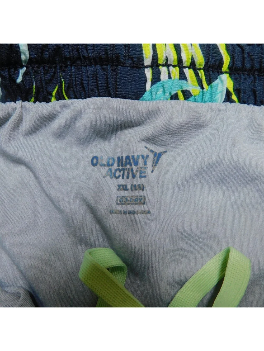 Old Navy girls Active athletic jogger shorts -XXL (16) blue, yellow, palm tree